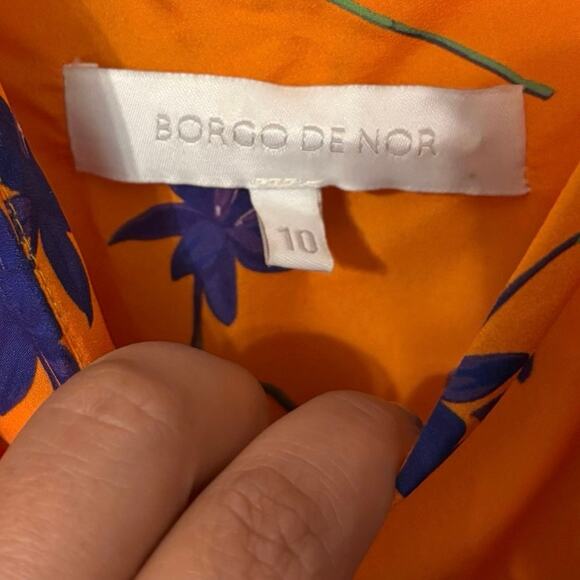 Borgo De Nor Orange Purple Floral Isadora Ruffled Cocktail Maxi Dress Size 10 - Picture 4 of 7